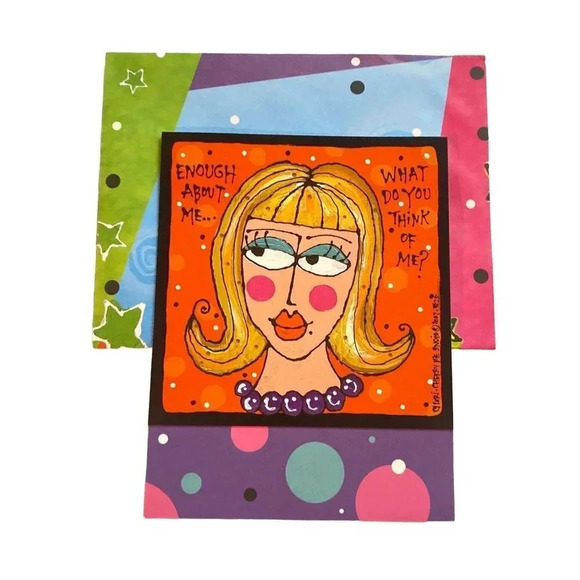 FUNNY Girl Blonde Friendship VTG Greeting Cards Leanin' Tree Lori Wiseman NOS - Picture 2 of 15